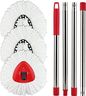 Spin Mop Head Refill for Vileda/Ocedar EasyWring Spin Mop - Rotating Microfiber Triangle Replacement Pads Washable & Reusable fit All Floor - 3 Cloth 1 Mop Base 1 Handle