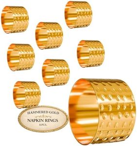 20 Pcs Hammered Gold Napkin Rings for Weddings & Mothers Day Elegant Table Decor - Metal Napkin Rings Set, Banquets & Holiday Tables, Durable, Reusable, Scratch Resistant Finish