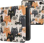 kwmobile Case Compatible with Kobo Libra Colour Case - eReader Cover - Cats Orange/Black/White