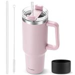 TaroKitc 40 oz Tumbler with Handle | Stainless Steel Insulated Iced Coffee Cup with Lids and Straw | Insulated Travel Mug | Keeps Cold for 34 Hours | Dishwasher Safe, BPA Free | LAVENDER