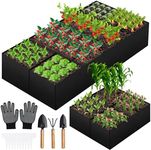 Fabric Raised Garden Bed, Large Garden Grow Bags Rectangle Breathable Planting Containers with 4 Grids Reusable Heavy Pot Garden Tools for Vegetables Flowers Plants (6ft x3ft x1ft, 128 Gallon Vol.)