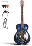 Resonator Guitar for Adults Beginners, Full Size 40 Inch Acoustic Lap Steel Guitar with Metal Resonator, Beginner Guitar Starter Kit Strap Capo Picks Wrench, Country Bluegrass Folk Blues Slide Guitar