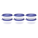 SIMPARTE Polypropylene Nesterware Food Storage Container For Kitchen Organiser, Utensil, Airtight Storage, Sugar, Tea, Cereals, Travelling, Spices, Office, Lunch Box - 500Ml (Dark Blue, Set Of 6)