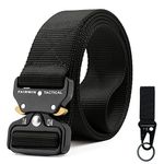 FAIRWIN Men Belt,Quick Release Tactical Belt, Military Work Stretch Nylon Web Belt for Men, Black, 46-50W (Width 1.5") XL