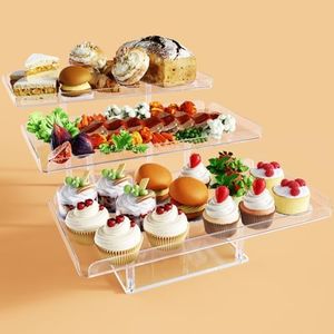 Upgraded! Bakzon Dessert Table Display Set, Acrylic Cupcake Buffet Dessert Risers Stands, Tier Serving Trays Holder for Weddings Baby Shower Tea Party