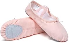 Danzcue Adult Canvas/Leather Ballet Shoes, Canvas-pink, 8.5