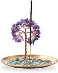 Incense Holder for Sticks, Healing Crystal Stone Money Tree Incense Burner, Ash Catcher for Yoga, Meditation and Home Decor (Purple)