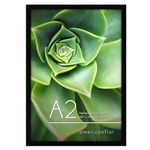 Americanflat A2 Picture Frame in Black - Engineered Wood with Polished Plexiglass - Horizontal and Vertical Formats for Wall - 42x59.4 cm