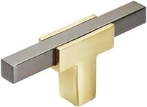 Amerock BP67BGLBCR | Kitchen Cabinet Door or Drawer Knob | Brushed Gold/Black Chrome | 2-3/4 inch (70 mm) Length | Urbanite | 1 Pack | Furniture Hardware | Bathroom Cabinet Hardware