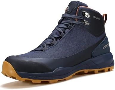HUMTTO Men's Waterproof Hiking Backpacking Boots Lightweight Breathable Mid Hiking Shoes 7.5 Navy Blue