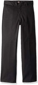 Dickies Boy's Big Flex Waist Flat Front Pants, Black, 18 Husky