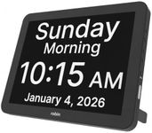 Robin Extra Large Day & Date Digital Clock for Elderly & Seniors with Dementia, Black, 15" Wide