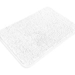 Yeaban White Bathroom Rugs – Thick Chenille Bath Mats | Absorbent and Washable Bath Rug Non-Slip, Plush and Soft Rugs for Bathroom, Kitchen, Shower, Sink - 17" x 24"