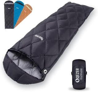 QEZER Down Sleeping Bag for Adults, Teens, 5-16℃ 600 Fill Power Duck Down Ultralight Sleeping Bag Sleeping Bag with Compression Sack (Black)