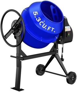 LDHTHOPI 5.3 Cu.Ft Portable Concrete Mixer, 750W (1HP) Heavy Duty Cement Mixing Machine with Wheels & Stand for Mortar, Stucco, Fodder - Industrial Mixer for Construction, Blue