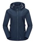 Outdoor Ventures Women’s Waterproof Softshell Jacket with Datachable Hood Fleece Lined Outdoor Jacket Ladies Hiking Short Coat Casual Outerwear Jacket Hiking Camping Navy Blue S