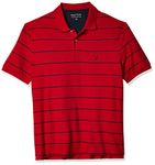 Nautica Men's Big and Tall Classic Short Sleeve Striped Polo Shirt, Nautica Red, 1X