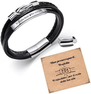 SUNSH Bracciale Uomo Bracciali In Pelle da Uomo Infinito Nodo In Acciaio Inox Incisione Capodanno Natale Regalo di Compleanno Per Fratelli E Amici Uomini Ragazzi Braccialetti Uomo