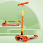 LuvLap Joy Scooter for Kids- Toddler 3-Wheel Kick Scooter with LED Lights | Stable First Ride for 3-10 Year | Adjustable Height & Easy-Grip Handlebars | Fun Outdoor Gear for Kids, Orange & Yellow