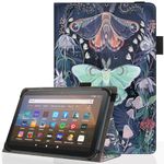 Pudiceva Universal Case for 10 10.1 inch Tablet,Slim Folio Protective Cover for 9.6" 10" 10.1" 10.5" and All 9.0"-10.5" Touchscreen Tablet Cover with Adjustable Fixing Band,Moth