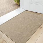 DEXI Indoor Door Mat, Non-Slip Absorbent Resist Dirt Entryway Rugs, Low Profile Thin Doormat Inside Entrance Mat, Rubber Backing Washable Floor Mats for Entryway, Hallway, Patio, 17"x29", Beige