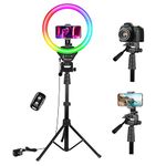 UBeesize Ring Light 12 Inch RGB Ring Light Tripod 170 cm with Remote Shutter 3 Colours and 35 RGB Model Dimmable Selfie Ring Light for Selfie, Live Stream, Makeup, Tik Tok, YouTube
