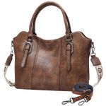 VASCHY Hobo Bags for Women, Vegan Leather Top Handle Satchel Shoulder Purse Handbag Purse with Crossbody Guitar Strap Brown