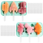 MIYUANGKJ Silicone Popsicle Molds for Kids Ice Lolly Moulds with Sticks BPA Free Ice Cream Moulds Reusable Easy Release Ice Pop Maker Food Grade Silicone Ice Pop Cream Molds 2 Pcs