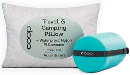 Coop Home Goods Adjustable Travel Pillow - 1 Camping Pillow and 1 Grey Pillowcase Bundle w/Compressible Stuff Sack - Memory Foam Fill w/Lulltra Cover - CertiPUR-US/GREENGUARD Gold Certified (19x13)