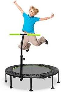 Maxmass Mini Trampoline, Fitness Bungee Rebounder with Adjustable Handle, Foldable Exercise Bouncer for Adults and Kids Green