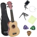 Crystal 21" Soprano Ukulele for Beginners with Gig Bag, Felt Pick & Spare Strings – Ukulele for Adults – Perfect Musical Instrument for Learning & Fun – Natural
