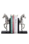BWO Decorative Gold Buzzy Galloping Horse Bookend Set of 2 | Unique Heavy Metal Bookends for Office Decor,Kitchen,Living Room,Home.10 Inches Height (Gold) (Silver)