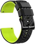 Ritche Christmas Gift 24mm Silicone Watch Band Quick Release Rubber Watch Bands for Men Women - Black Top Fluorescent Green Bottom Black Buckle, Valentine's Day Gifts for Him or Her, White Elephant Gifts, Stocking Stuffers for Men