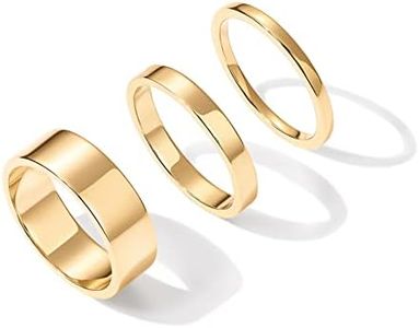 PAVOI 18K Gold Plated 3 Rings Set | Gold Stacking Rings for Women | Stacking Ring Set, Yellow Gold, No Gemstone (2211-RP1)