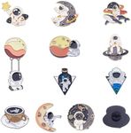 Pandahall 13Pcs Astronaut Planet Enamel Pins Alloy Enamel Brooches Badge Various Novel Backpacks Badges Hats Bags Lapel Pins for Men/Women Jackets Clothes Decoration Birthday Gift