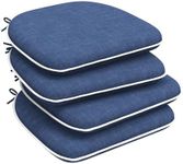 DYTXIII Set of 4 Outdoor Chair Cushions with Ties,Water Repellent Patio Chair Pads 17"x 16" for Outdoor Furniture,Round Corner Seat Cushions for Garden Yard Kitchen Textured Navy