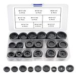 YIXISI 42 PCS 9 Sizes Rubber Grommets Kit, Conductor Gasket Ring Grommets, Black Rubber Hole Plugs Electrical Wire Gaskets, for Protecting Wires, Cables and Plugs