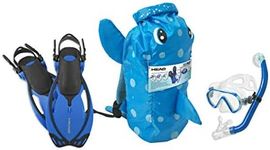 Head Mares Sea Pals Character Kids Mask Fin Snorkel Set, Blue, Large/1-4