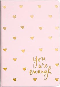 Dayna Lee Heart Lined Journal Notebook, Die Cut Hardcover, A5 Writing Journal, 256 Ruled Pages, Ribbon Bookmark, Lay Flat, Notebook for Work or School, “You are Enough” (Pink, 6x8 inches, Eccolo)
