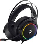 GAMEPOWER Warlord USB Gaming Headset - 7.1 Virtual Surround Sound, Wired RGB Led Headphones with 50MM Drivers, Comfort Design, 360 Spatial Audio, Noise Cancelling Mic, PC, Laptop, Black