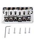 Metallor Top Load Guitar Bridge Tailpiece Fixed Hardtail Saddle Bridge Compatible with 6 String Fender Strat Tele Style Electric Guitar Parts Chrome.