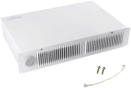 Kickspace heater,compact design,white fan-forced wall heater with built-in thermostat,covers 150 square feet, factory wired 204/208VAC