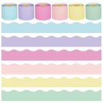 240 Ft Pastel Bulletin Board Borders Colorful Classroom Borders Scalloped Bulletin Border Trim Pastel Bulletin Board Decorations for Classroom Chalkboard Home Wall Office Decoration, 6 Rolls