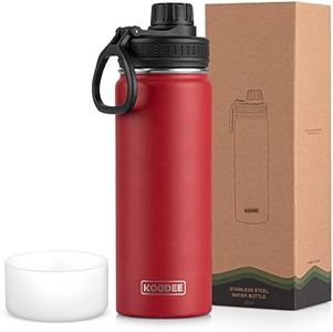 Koodee Water Bottle, 22 oz 650ML Insulated Stainless Steel Double Wall Vacuum Wide Mouth Sport Bottle with Leakproof Spout Lid (Canyon Red)