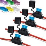 Fuse Holder ATC/ATO, 4 Packs in-Line Automotive Blade Fuse Holder with 24PCS Standard Car Fuses, 15A 20A 25A 30A 35A 40A Automotive Replacement Fuses (10 Gauge)