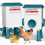 DEZHXHE Hanging Chicken Feeder and Waterer Set, Automatic Chicken Feeder and Drinkers, Detachable, Gravity Feed for Chickens, Ducks & Poultry, Outdoor Farm & Backyard Use - Lake Blue 12KG