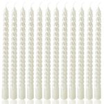 10 Inch Metallic White Spiral Taper Candles Set for Holiday Decor, 12 Pack Unscented Twisted Candlesticks, Dripelss Thin Tapered Candles for Wedding Dinner Party Ceremony Religious