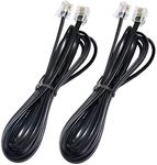 Phone Cord,Glian 2 Pack 6P4C 2M 6.5ft Black Phone Telephone Extension Cord Cable Line Wire RJ11 Modular Plug for Landline Telephone Modem Accessory