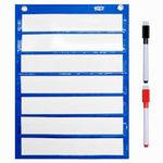 Magnetic Pocket Chart with 10 Dry Erase Cards for Standards,Daily Schedule,Activities,Class demonstrations (Blue)