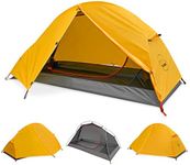 Kazoo Waterproof Backpacking Tent Ultralight 1 Person Lightweight Camping Tents 1 People Hiking Tents Aluminum Frame Double Layer (Eco-Friendly Fabric) (Bright Yellow)